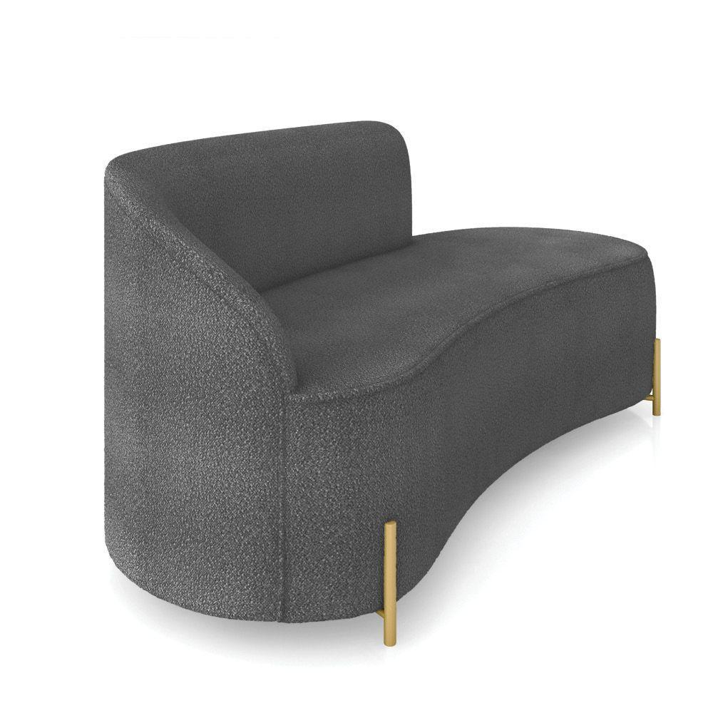 Sofá 3 Lugares Orgânico 180cm Pé Dourado Morgan Bouclê Grafite D03 - D'rossi - 6