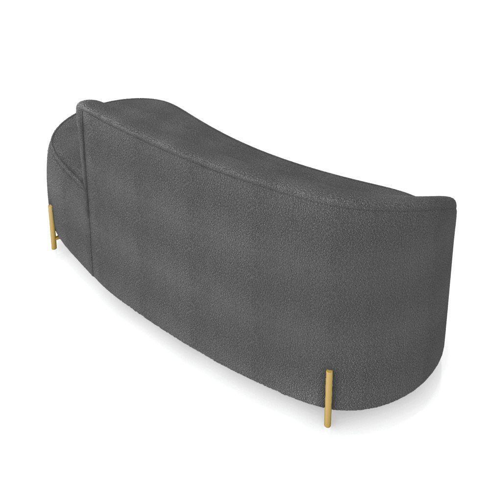 Sofá 3 Lugares Orgânico 180cm Pé Dourado Morgan Bouclê Grafite D03 - D'rossi - 8