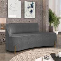 Sofá 3 Lugares Orgânico 180cm Pé Dourado Morgan Bouclê Grafite D03 - D'rossi - 2