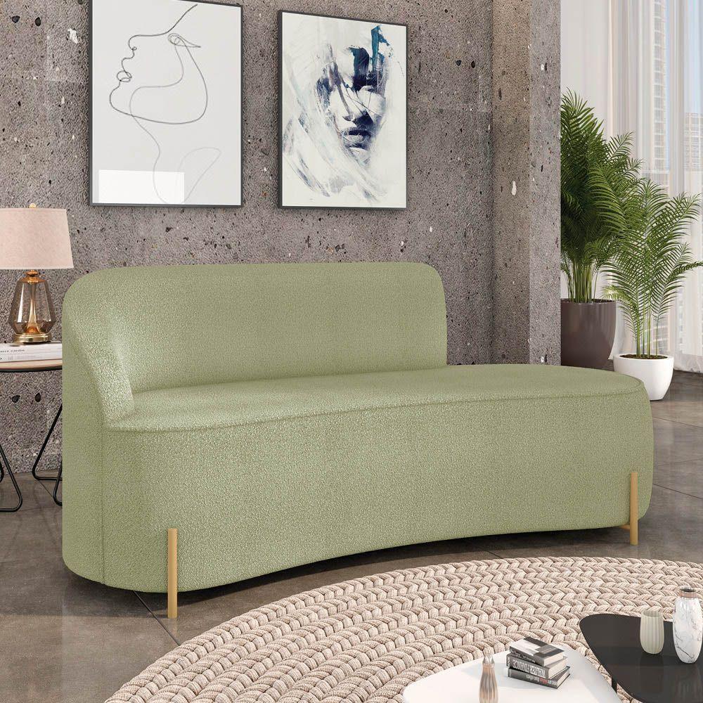 Sofá 3 Lugares Orgânico 180cm Pé Dourado Morgan Bouclê Pistache D03 - D'rossi - 2