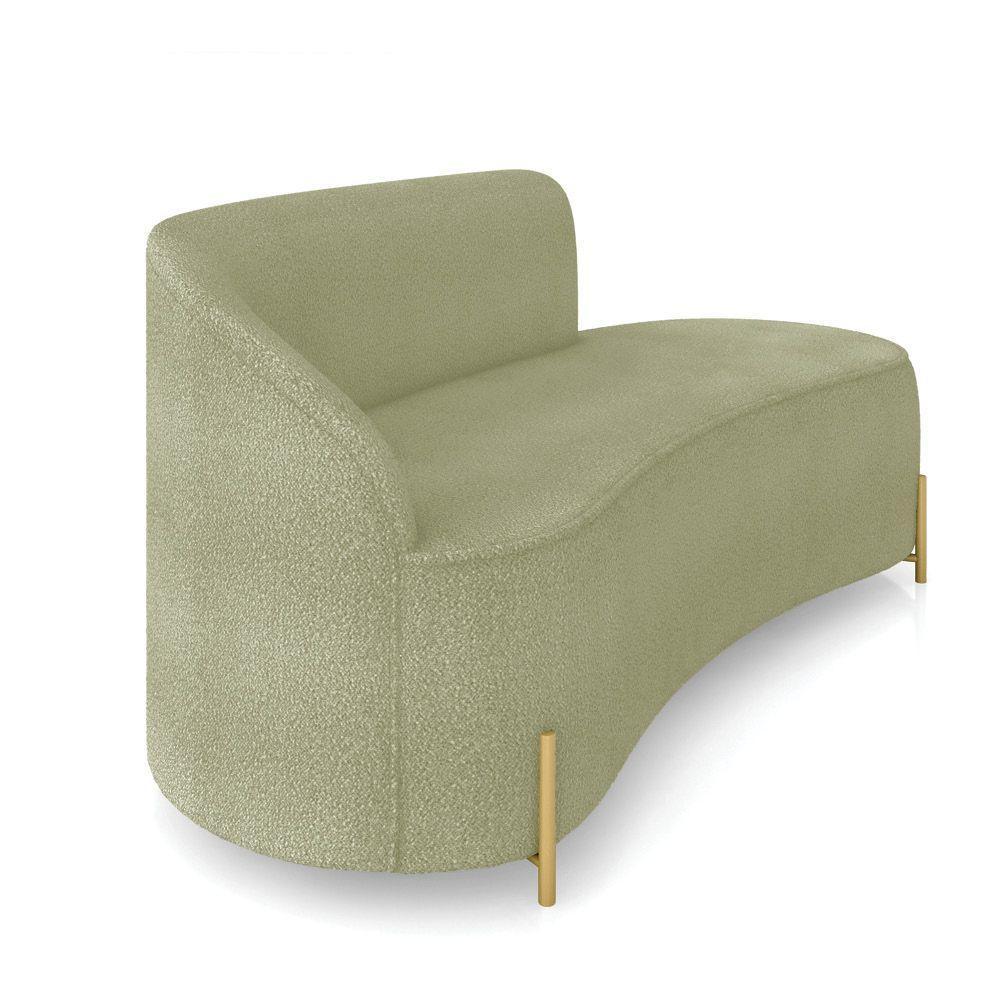 Sofá 3 Lugares Orgânico 180cm Pé Dourado Morgan Bouclê Pistache D03 - D'rossi - 6