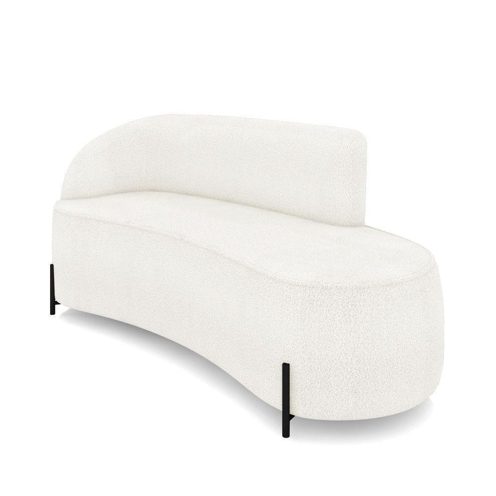 Sofá 3 Lugares Orgânico 180cm Pé Ferro Preto Morgan Bouclê Off White D03 - D'rossi - 1