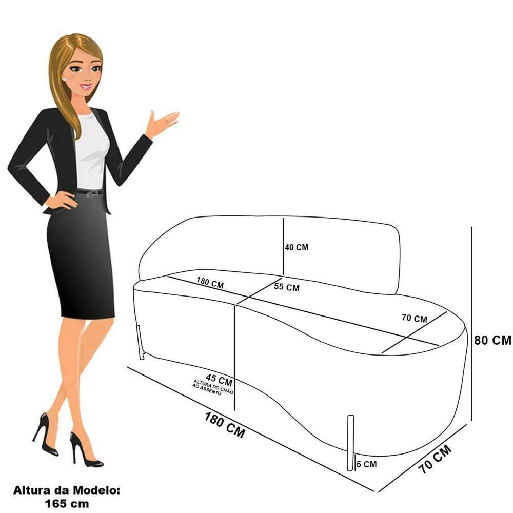 Sofá 3 Lugares Orgânico 180cm Pé Ferro Preto Morgan Bouclê Off White D03 - D'rossi - 4