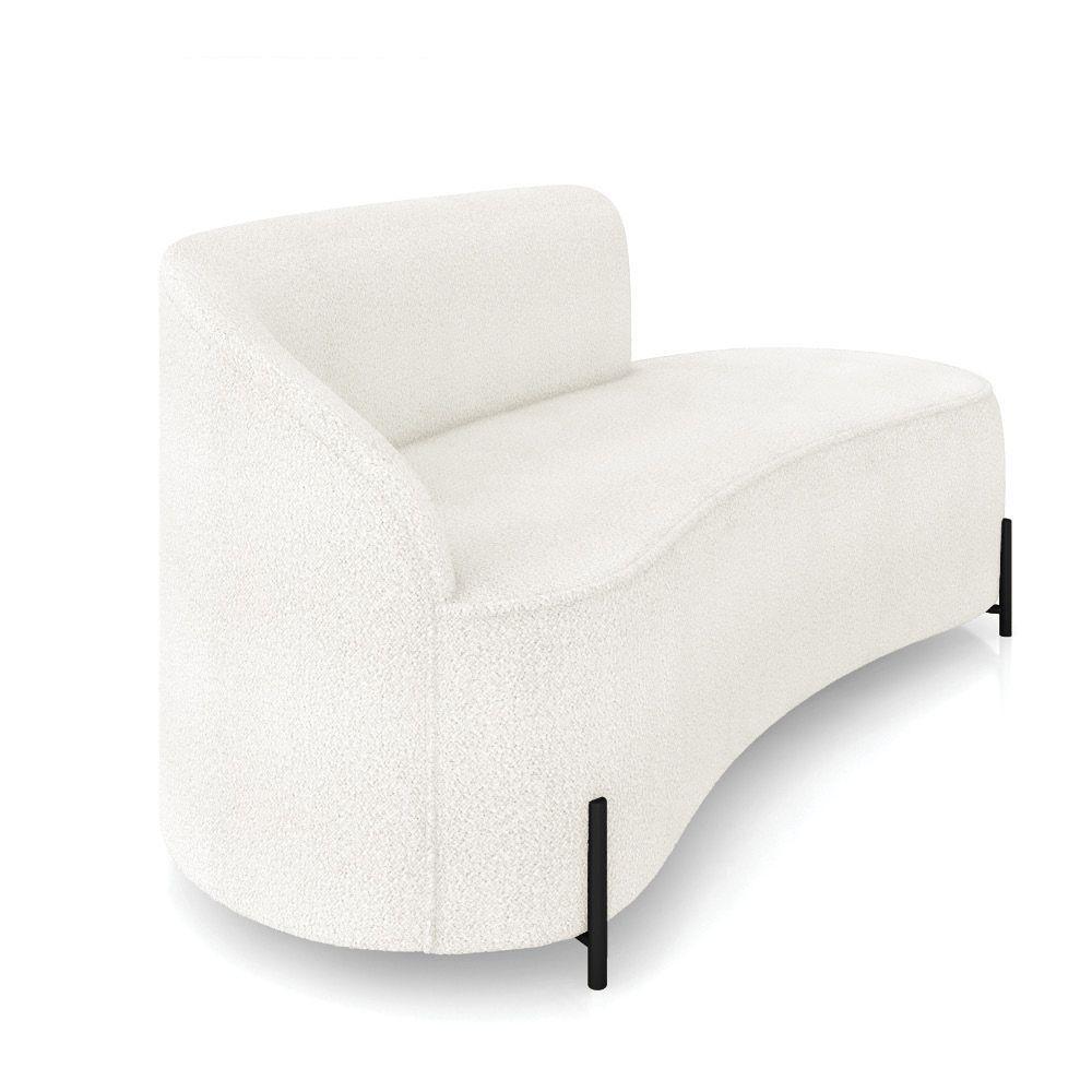 Sofá 3 Lugares Orgânico 180cm Pé Ferro Preto Morgan Bouclê Off White D03 - D'rossi - 6