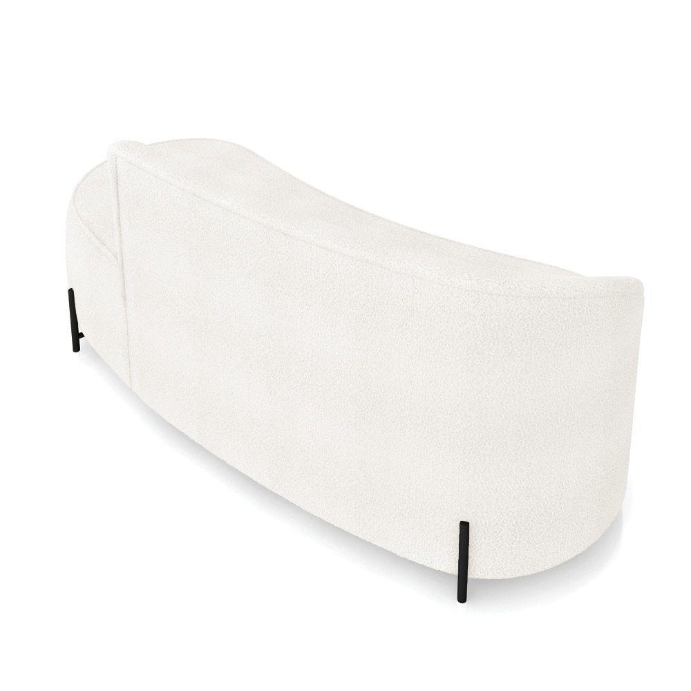 Sofá 3 Lugares Orgânico 180cm Pé Ferro Preto Morgan Bouclê Off White D03 - D'rossi - 7
