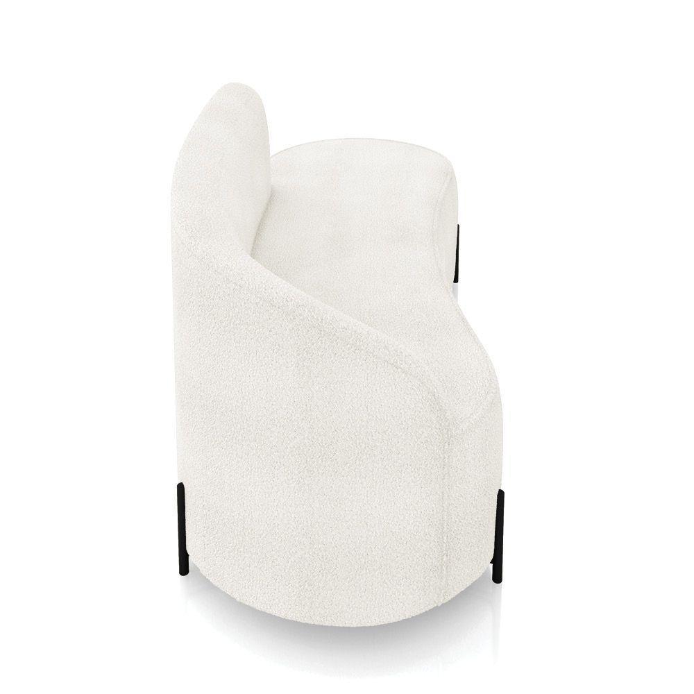 Sofá 3 Lugares Orgânico 180cm Pé Ferro Preto Morgan Bouclê Off White D03 - D'rossi - 8