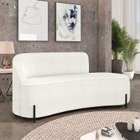 Sofá 3 Lugares Orgânico 180cm Pé Ferro Preto Morgan Bouclê Off White D03 - D'rossi - 2