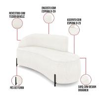 Sofá 3 Lugares Orgânico 180cm Pé Ferro Preto Morgan Bouclê Off White D03 - D'rossi - 3