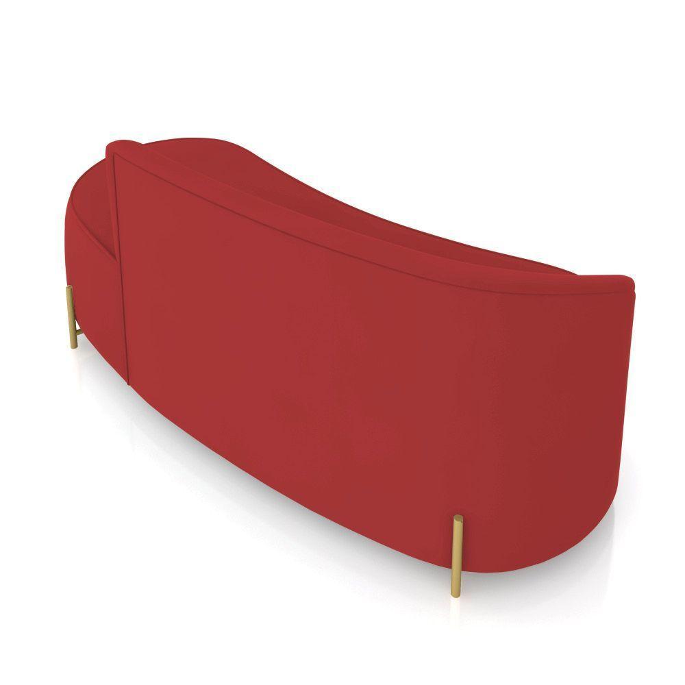 Sofá 3 Lugares Orgânico 180cm Pé Ferro Dourado Morgan Veludo Marsala D03 - D'rossi - 8