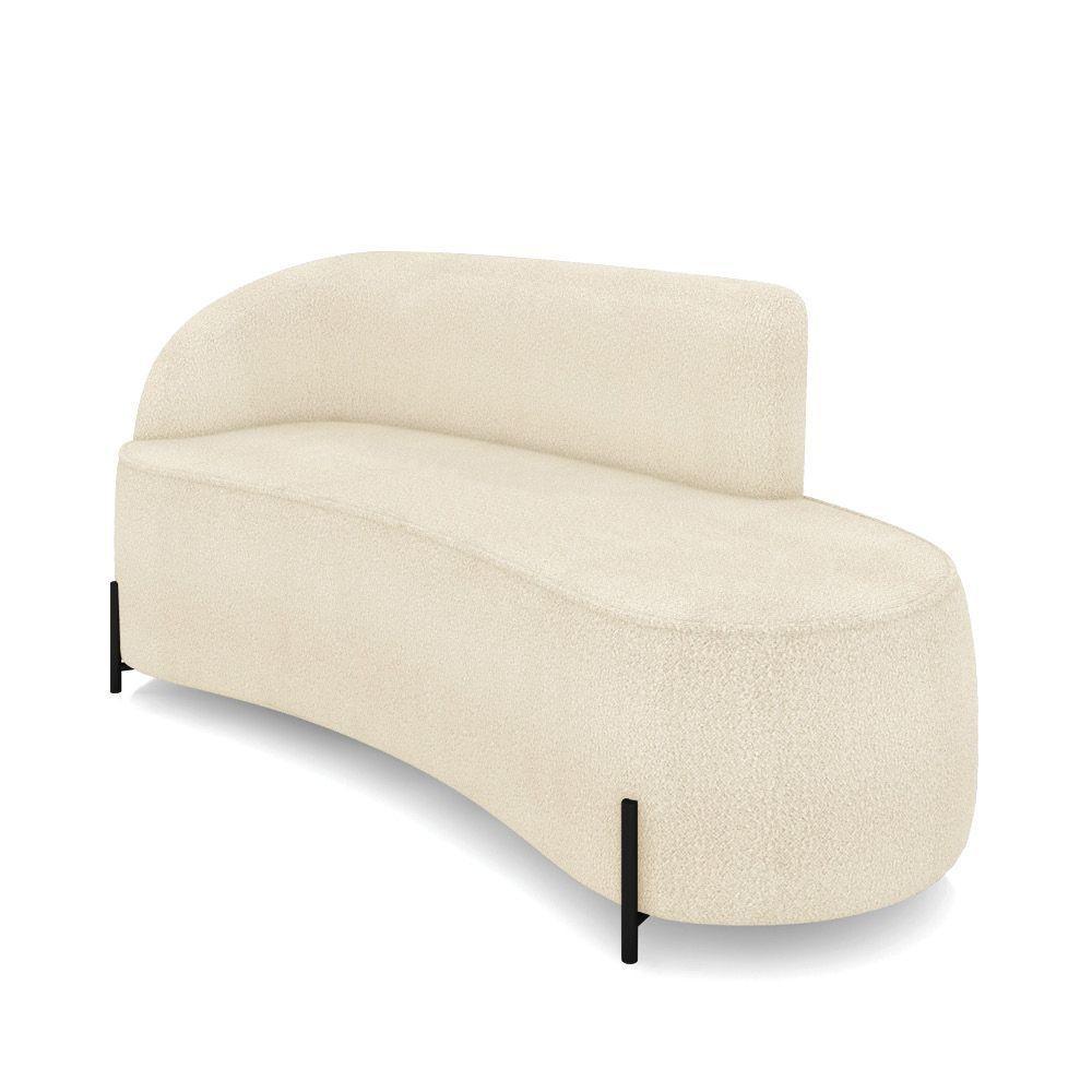 Sofá 3 Lugares Orgânico 180cm Pé Ferro Preto Morgan Bouclê Bege D03 - D'rossi - 1