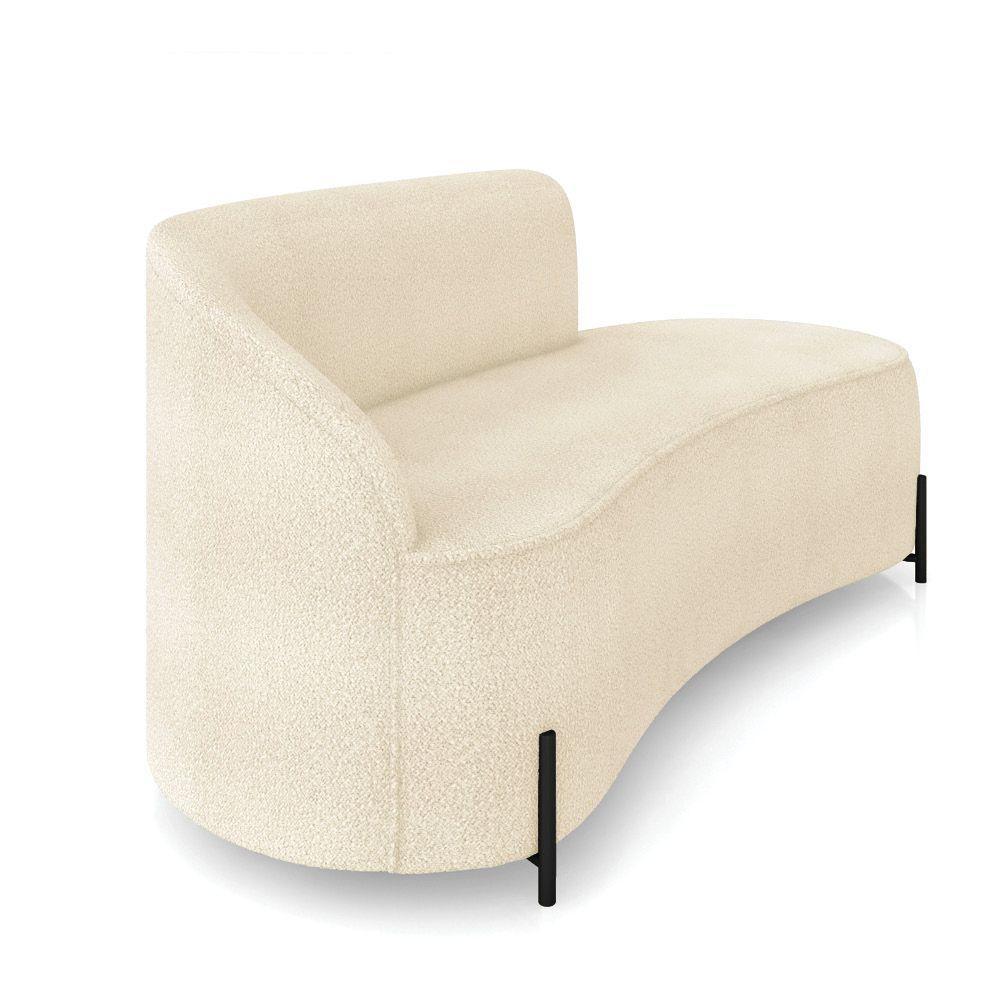 Sofá 3 Lugares Orgânico 180cm Pé Ferro Preto Morgan Bouclê Bege D03 - D'rossi - 6