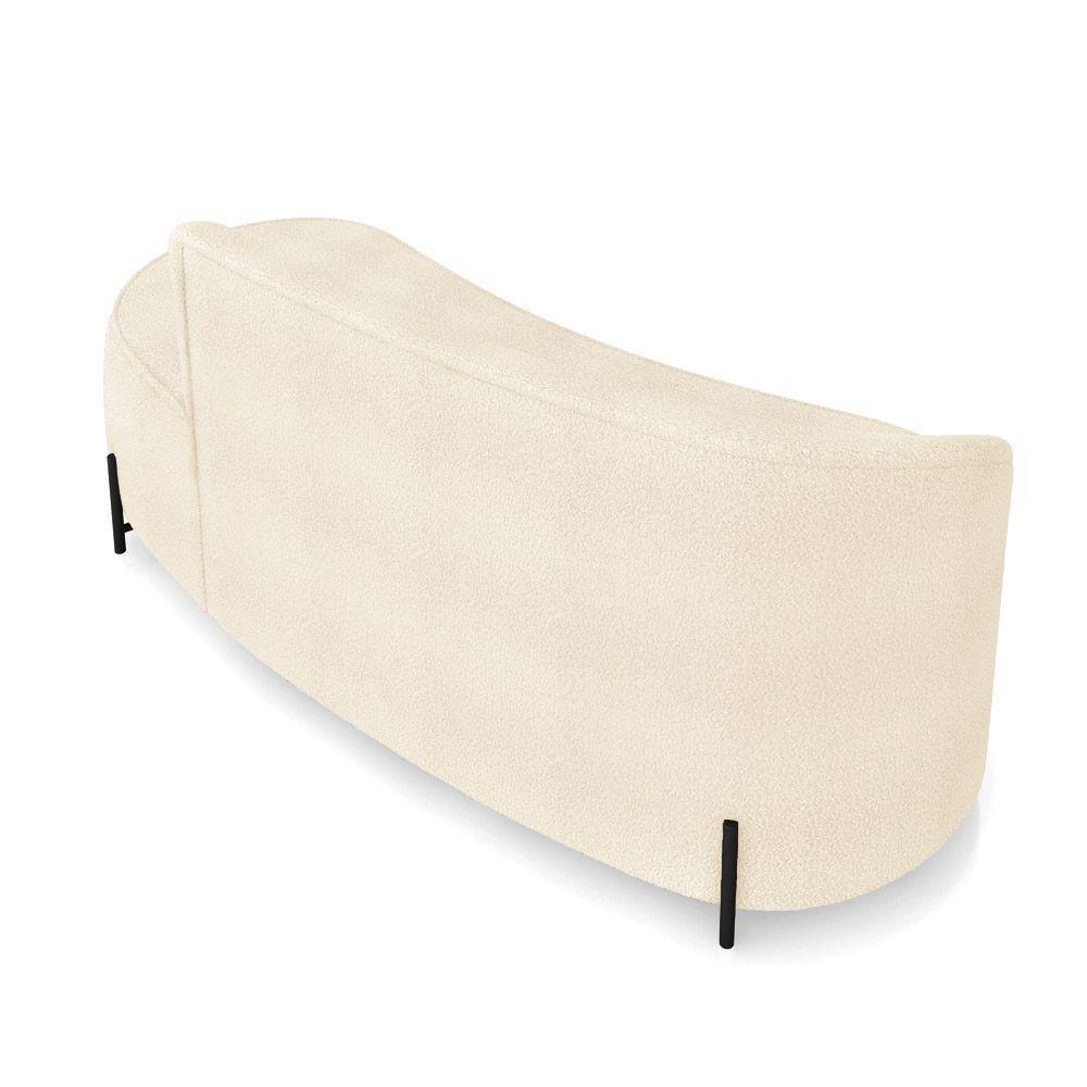 Sofá 3 Lugares Orgânico 180cm Pé Ferro Preto Morgan Bouclê Bege D03 - D'rossi - 8