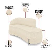 Sofá 3 Lugares Orgânico 180cm Pé Ferro Preto Morgan Bouclê Bege D03 - D'rossi - 3