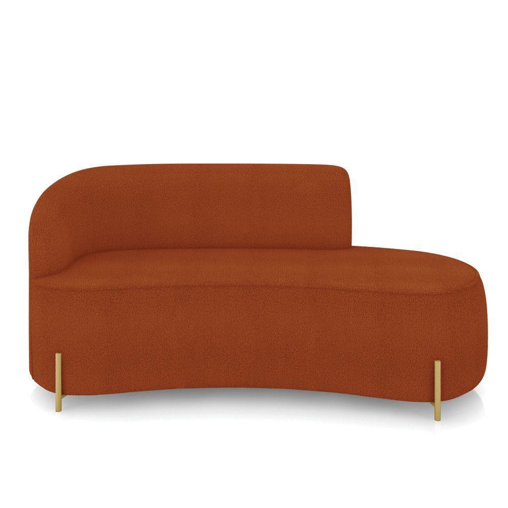 Sofá 3 Lugares Orgânico 180cm Pé Dourado Morgan Bouclê Terra D03 - D'rossi - 5