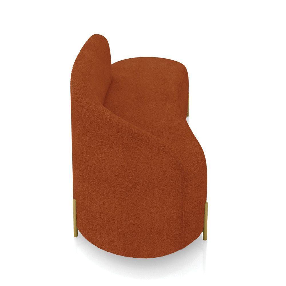 Sofá 3 Lugares Orgânico 180cm Pé Dourado Morgan Bouclê Terra D03 - D'rossi - 7