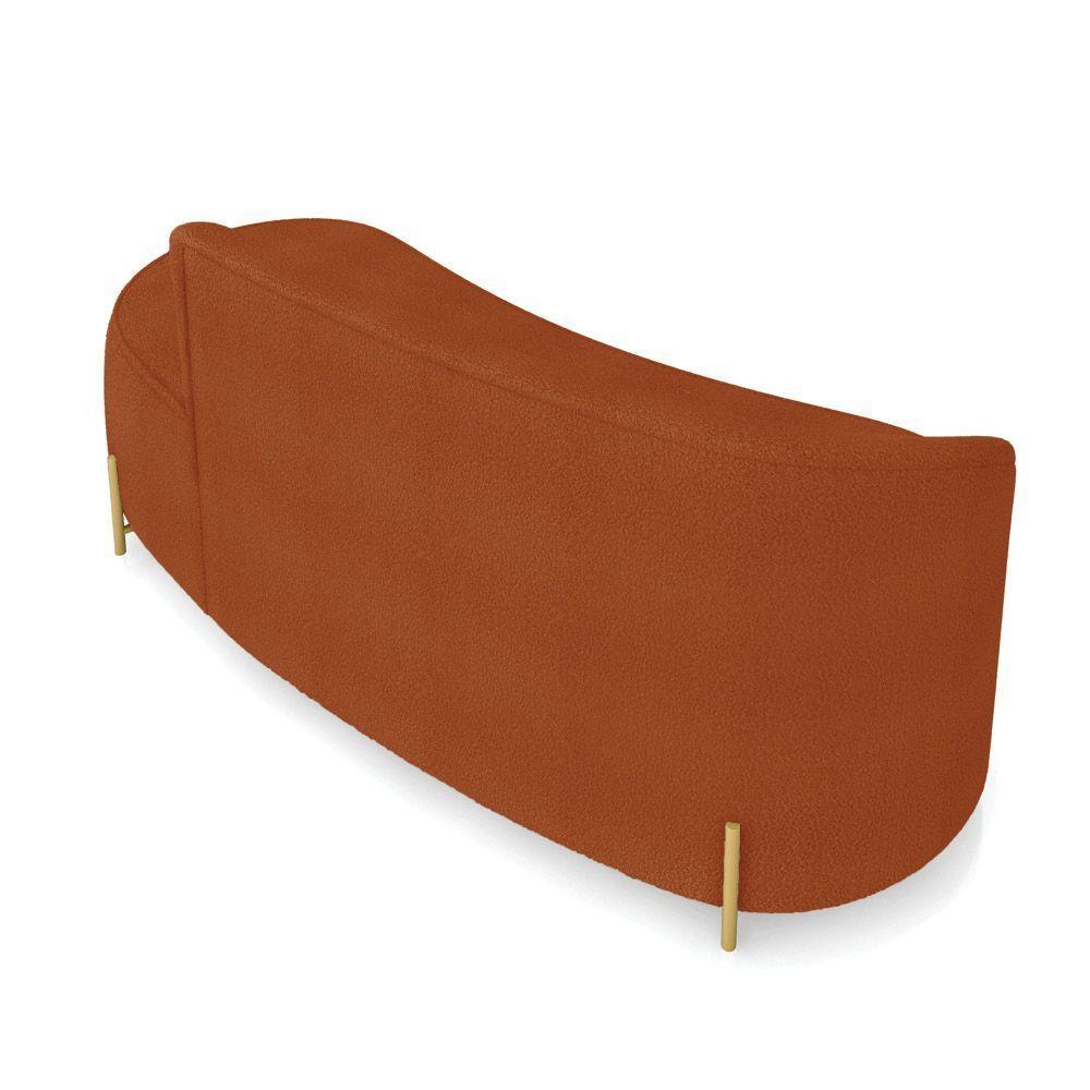 Sofá 3 Lugares Orgânico 180cm Pé Dourado Morgan Bouclê Terra D03 - D'rossi - 8