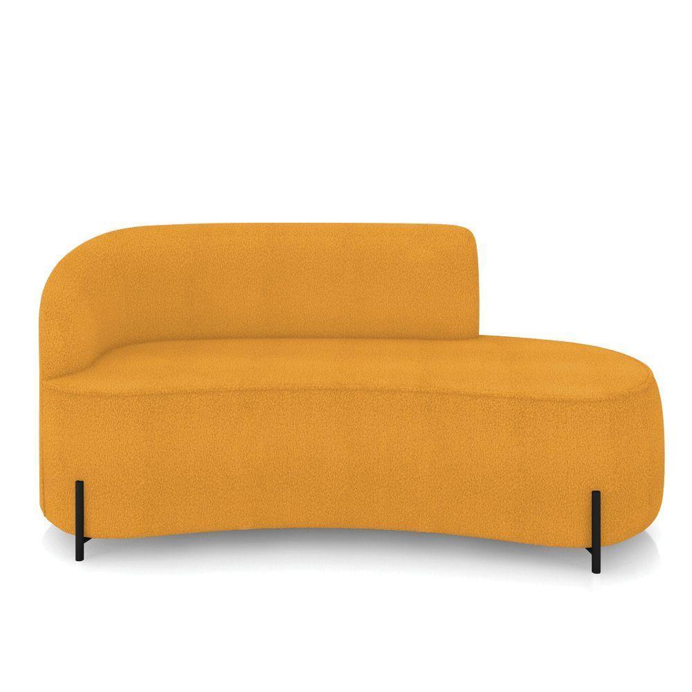 Sofá 3 Lugares Orgânico 180cm Pé Ferro Preto Morgan Bouclê Mostarda D03 - D'rossi - 5