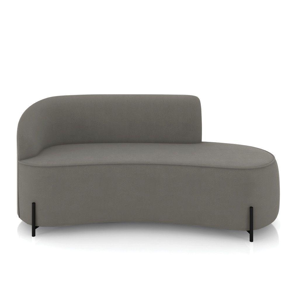 Sofá 3 Lugares Orgânico 180cm Pé Ferro Preto Morgan Suede Grafite D03 - D'rossi - 5