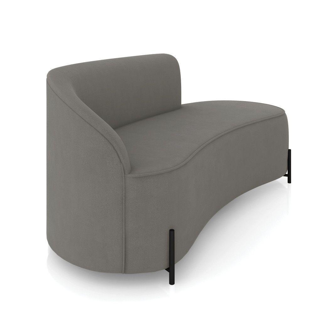 Sofá 3 Lugares Orgânico 180cm Pé Ferro Preto Morgan Suede Grafite D03 - D'rossi - 6