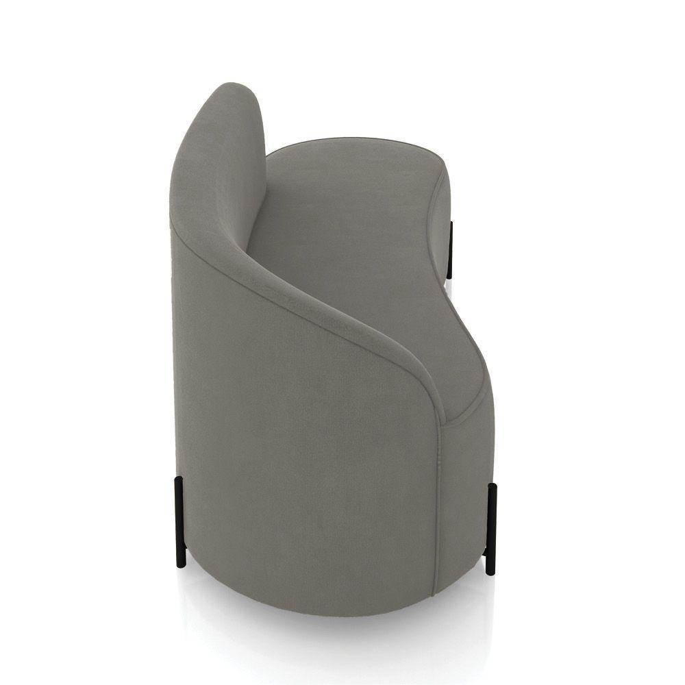 Sofá 3 Lugares Orgânico 180cm Pé Ferro Preto Morgan Suede Grafite D03 - D'rossi - 7