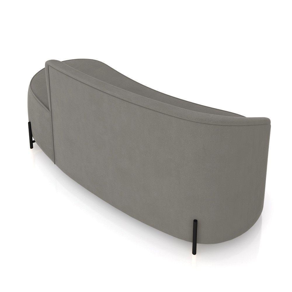 Sofá 3 Lugares Orgânico 180cm Pé Ferro Preto Morgan Suede Grafite D03 - D'rossi - 8