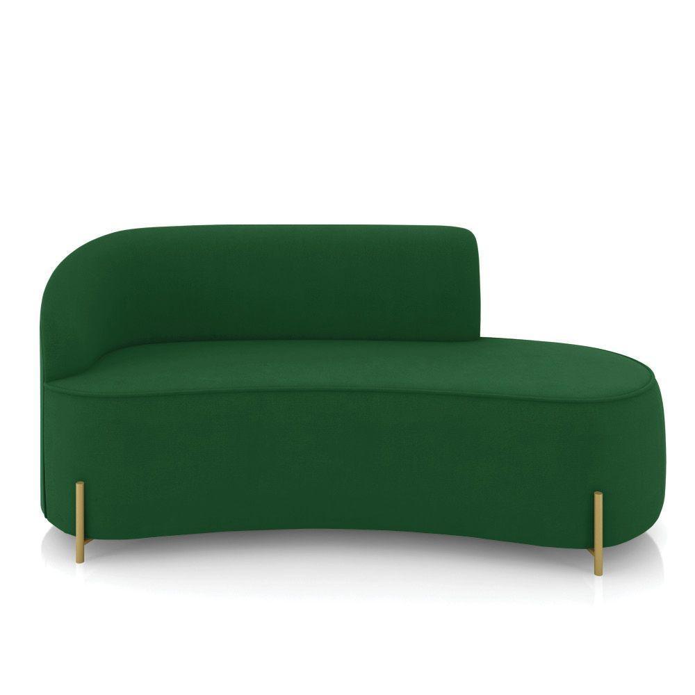 Sofá 3 Lugares Orgânico 180cm Pé Dourado Morgan Suede Verde D03 - D'rossi - 5