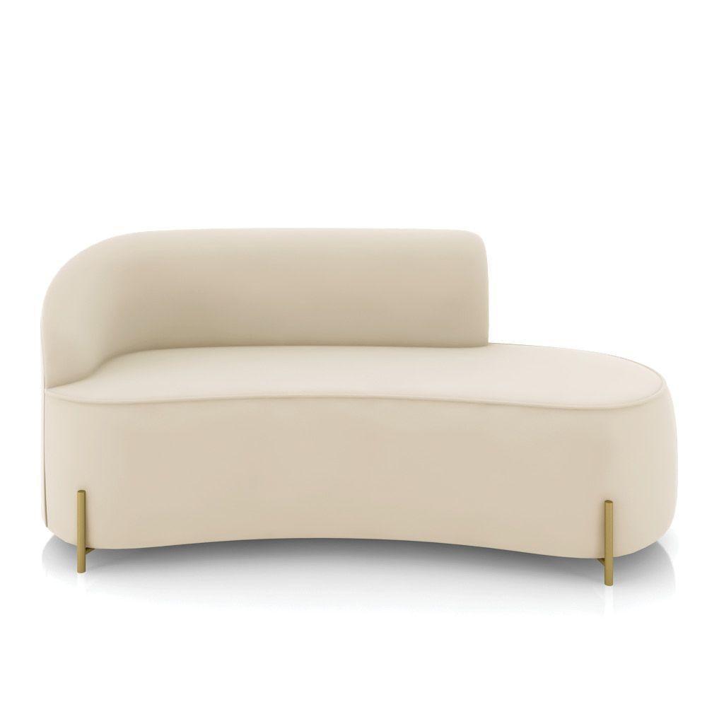 Sofá 3 Lugares Orgânico 180cm Pé Dourado Morgan Veludo Bege D03 - D'rossi - 5