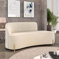 Sofá 3 Lugares Orgânico 180cm Pé Dourado Morgan Veludo Bege D03 - D'rossi - 2