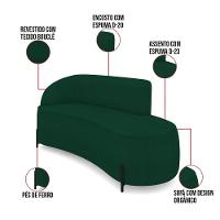 Sofá 3 Lugares Orgânico 180cm Pé Ferro Preto Morgan Bouclê Verde D03 - D'rossi - 3