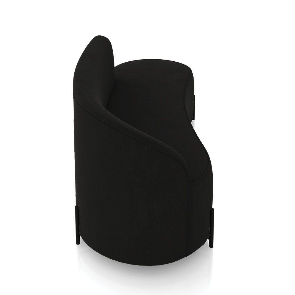 Sofá 3 Lugares Orgânico 180cm Pé Ferro Preto Morgan Suede Preto D03 - D'rossi - 7