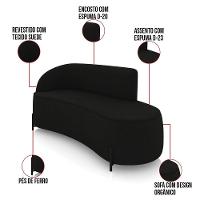 Sofá 3 Lugares Orgânico 180cm Pé Ferro Preto Morgan Suede Preto D03 - D'rossi - 3