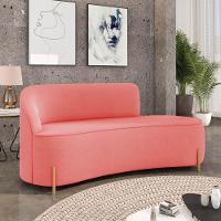 Sofá 3 Lugares Orgânico 180cm Pé Dourado Morgan Suede Rosê D03 - D'rossi - 2