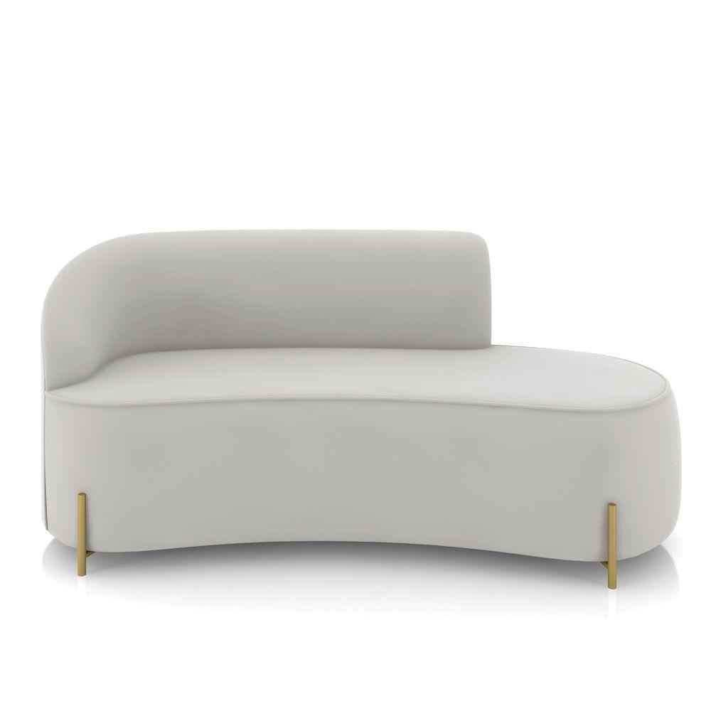 Sofá 3 Lugares Orgânico 180cm Pé Dourado Morgan Veludo Cinza D03 - D'rossi - 5