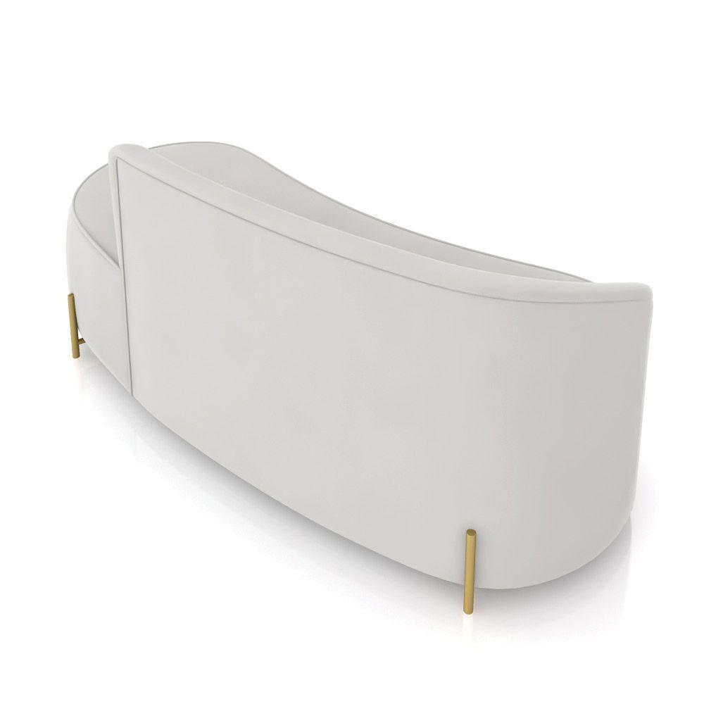 Sofá 3 Lugares Orgânico 180cm Pé Dourado Morgan Veludo Cinza D03 - D'rossi - 8