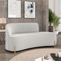 Sofá 3 Lugares Orgânico 180cm Pé Dourado Morgan Veludo Cinza D03 - D'rossi - 2