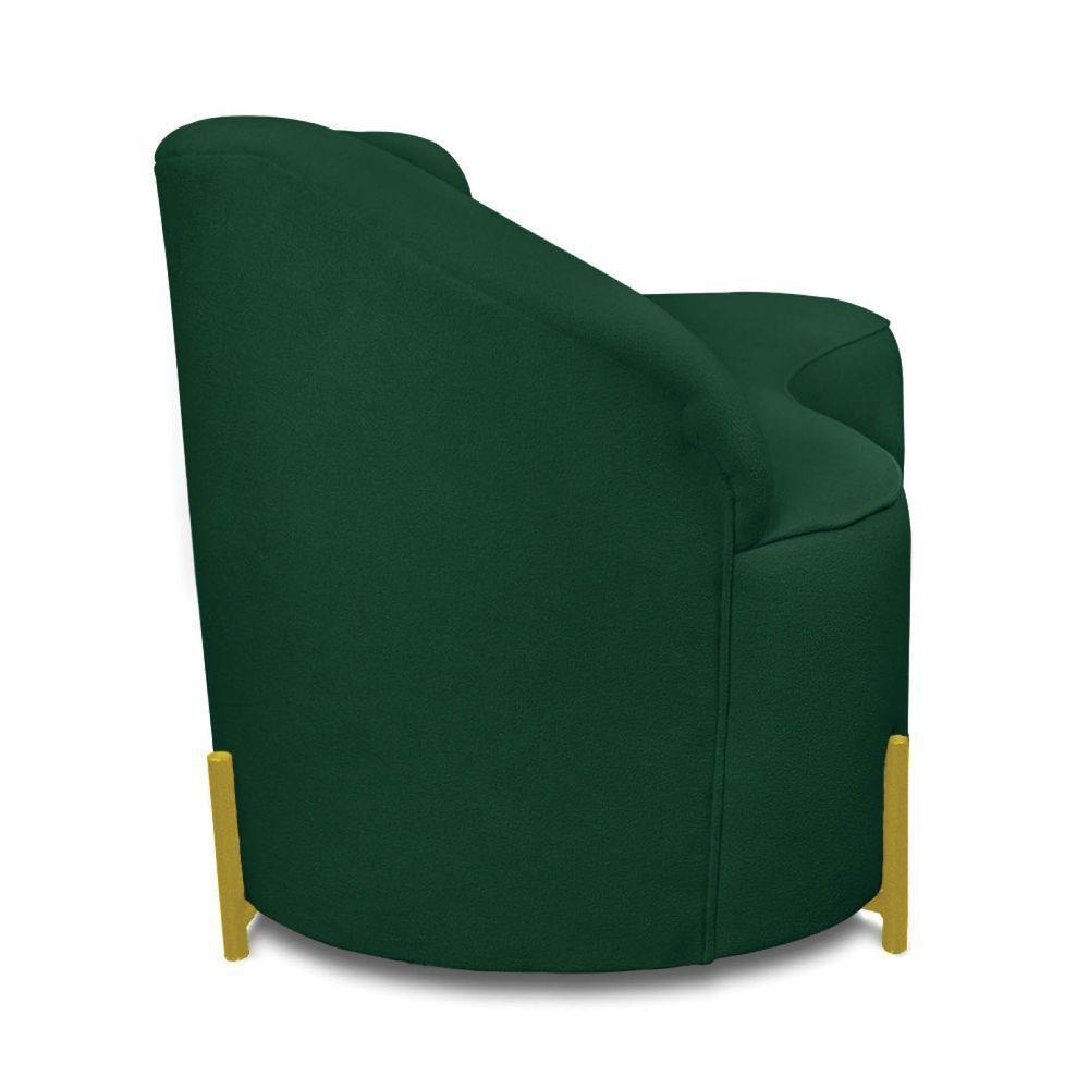 Sofá 3 Lugares Orgânico 180cm Pé Dourado Morgan Bouclê Verde D03 - D'rossi - 7