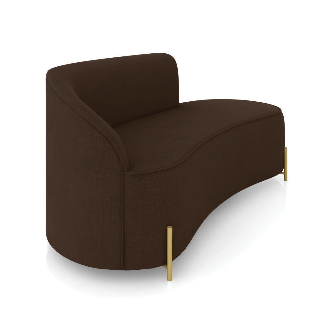 Sofá 3 Lugares Orgânico 180cm Pé Dourado Morgan Suede Marrom D03 - D'rossi - 6