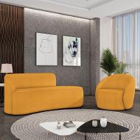 Sofá 3 Lugares Orgânico 180cm Morgan E Poltrona Lua Bouclê Mostarda D03 - D'rossi - 2