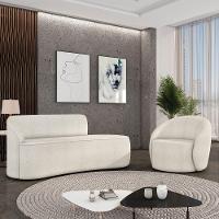 Sofá 3 Lugares Orgânico 180cm Morgan E Poltrona Lua Bouclê Off White D03 - D'rossi - 2