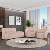 Sofá 3 Lugares Orgânico 180cm Morgan E 2 Poltronas Lua Bouclê Rosê D03 - D'rossi - 2