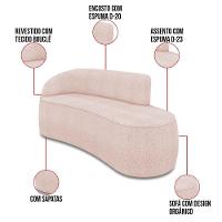 Sofá 3 Lugares Orgânico 180cm Morgan E 2 Poltronas Lua Bouclê Rosê D03 - D'rossi - 3