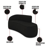 Sofá 3 Lugares Orgânico 180 Cm Morgan Veludo Preto D03 - D'rossi - 3