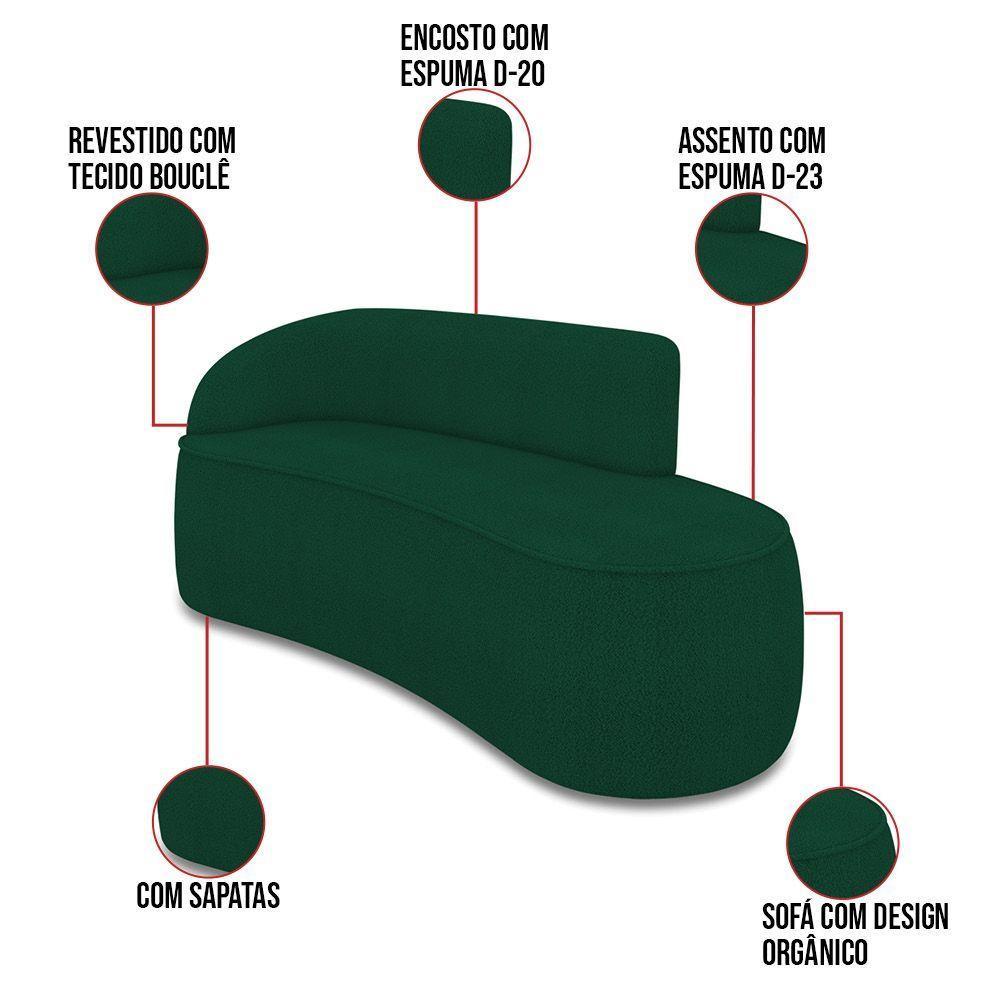 Sofá 3 Lugares Orgânico 180 Cm Morgan Bouclê Verde D03 - D'rossi - 3