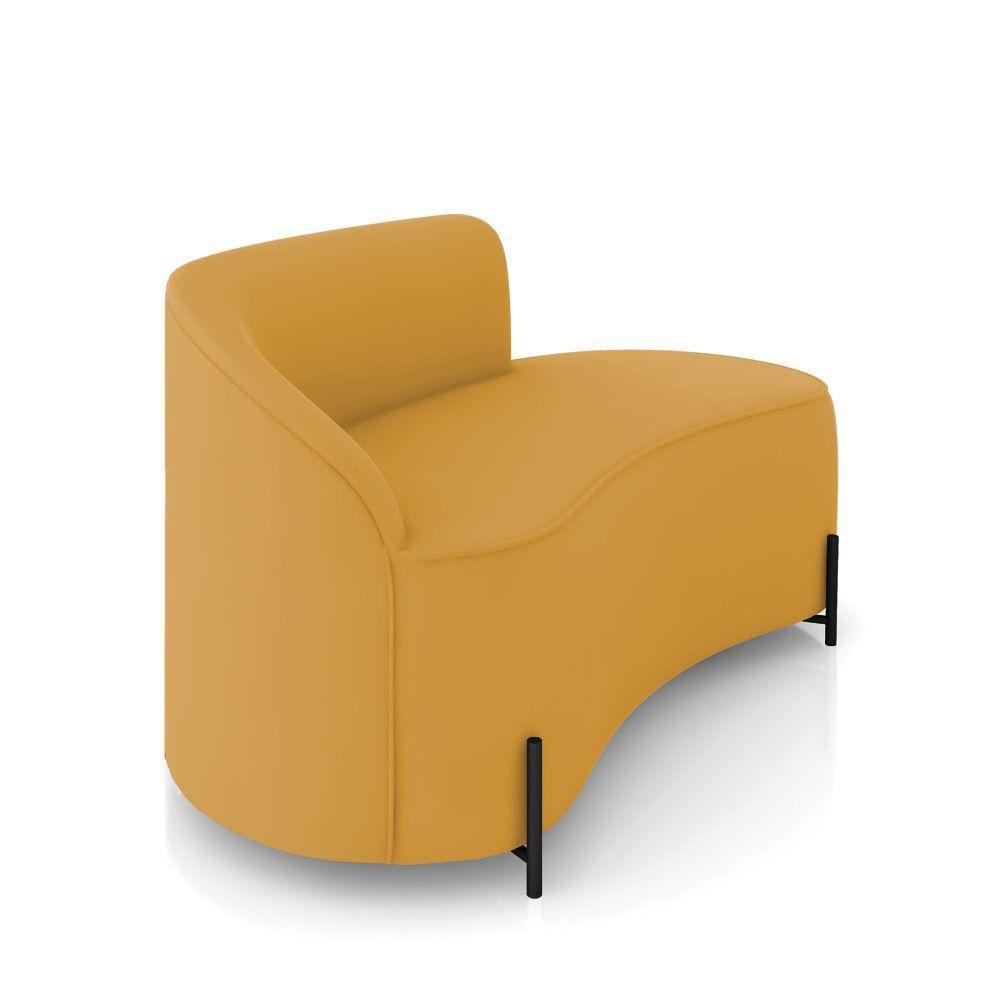 Sofá 2 Lugares Orgânico 140cm Pé Ferro Preto Morgan Veludo Mostarda D03 - D'rossi - 6