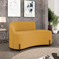 Sofá 2 Lugares Orgânico 140cm Pé Ferro Preto Morgan Veludo Mostarda D03 - D'rossi - 2