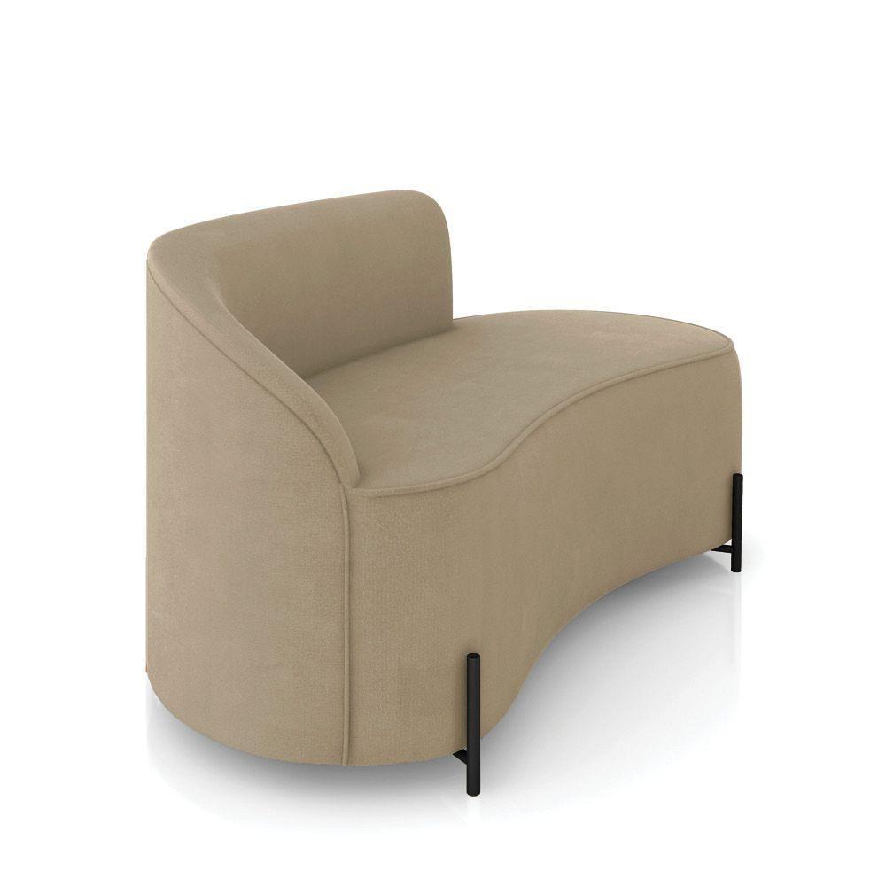 Sofá 2 Lugares Orgânico 140cm Pé Ferro Preto Morgan Suede Marrom R D03 - D'rossi - 6