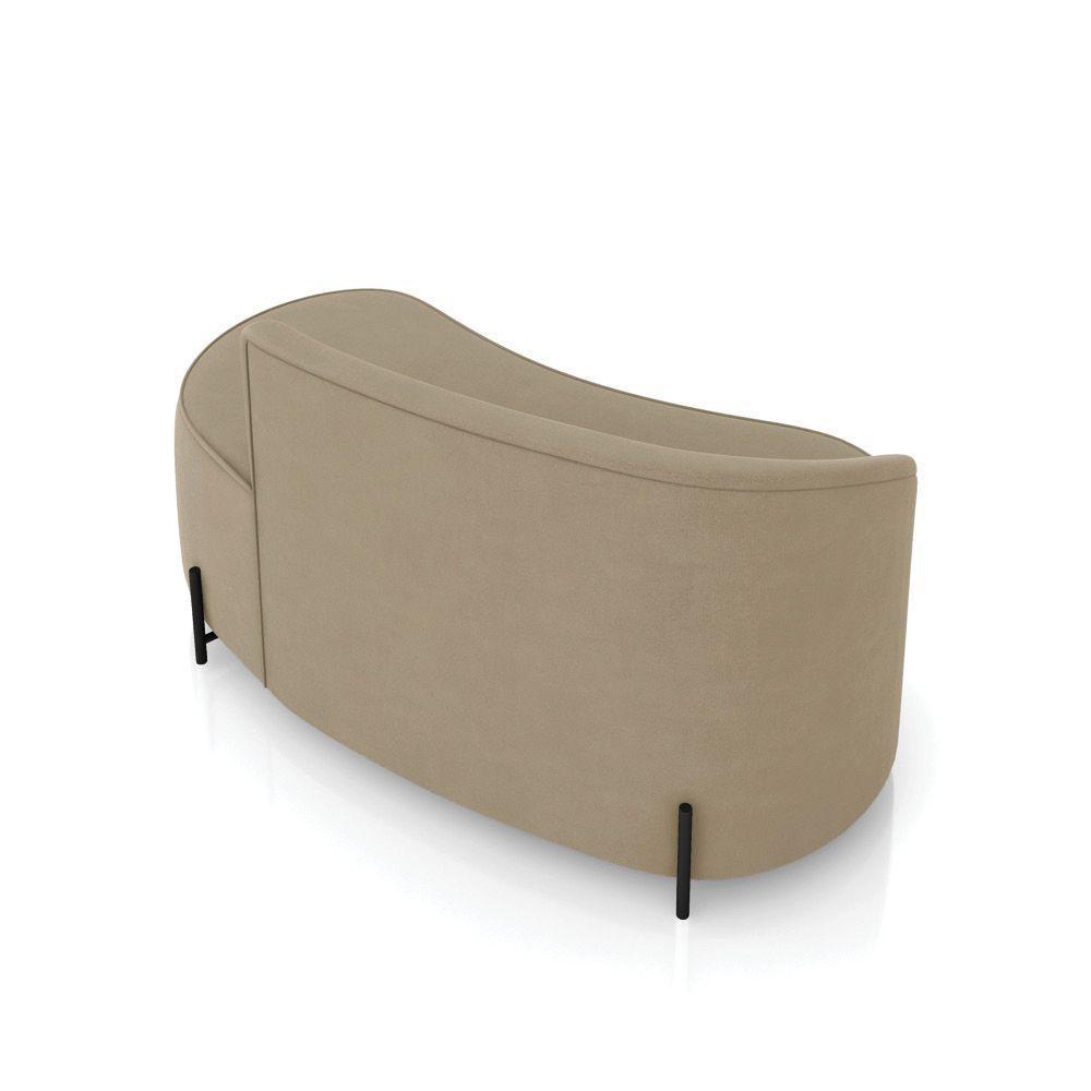 Sofá 2 Lugares Orgânico 140cm Pé Ferro Preto Morgan Suede Marrom R D03 - D'rossi - 8