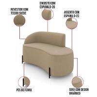 Sofá 2 Lugares Orgânico 140cm Pé Ferro Preto Morgan Suede Marrom R D03 - D'rossi - 3