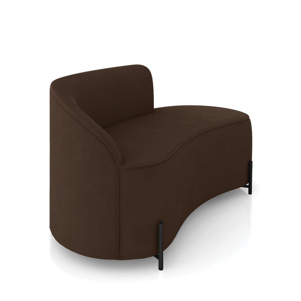 Sofá 2 Lugares Orgânico 140cm Pé Ferro Preto Morgan Suede Marrom D03 - D'rossi - 6