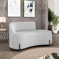 Sofá 2 Lugares Orgânico 140cm Pé Ferro Preto Morgan Linho Cinza D03 - D'rossi - 2